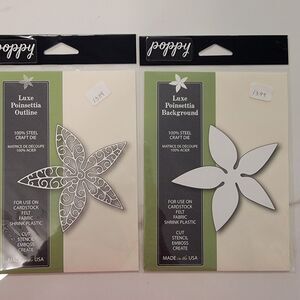Poppy LUXE POINSETTIA OUTLINE & BACKGROUND Steel Craft Dies Lot of 2 NEW